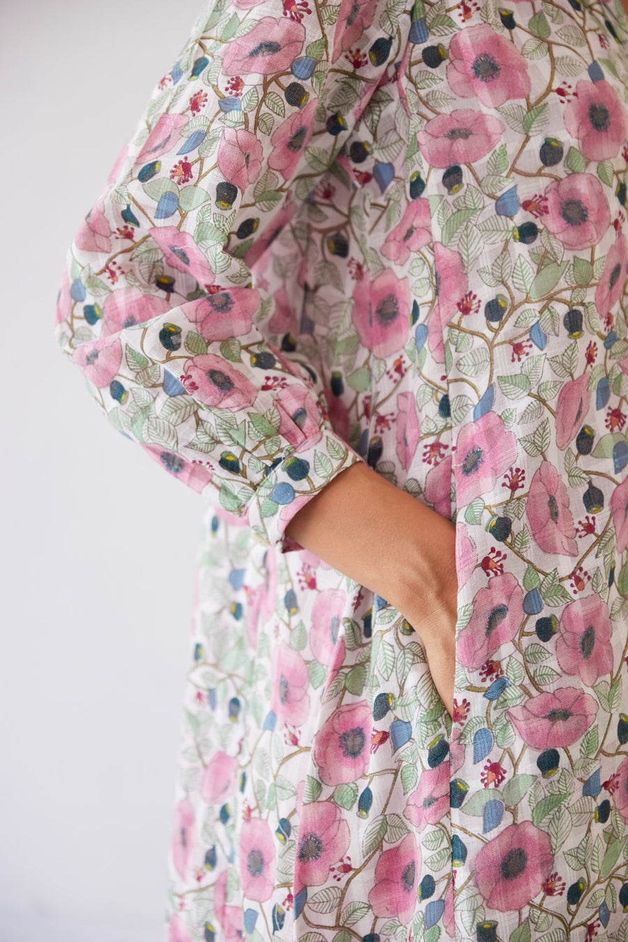 WOMEN'S PINK & WHITE COTTON BLOSSOM BREEZE DRESS