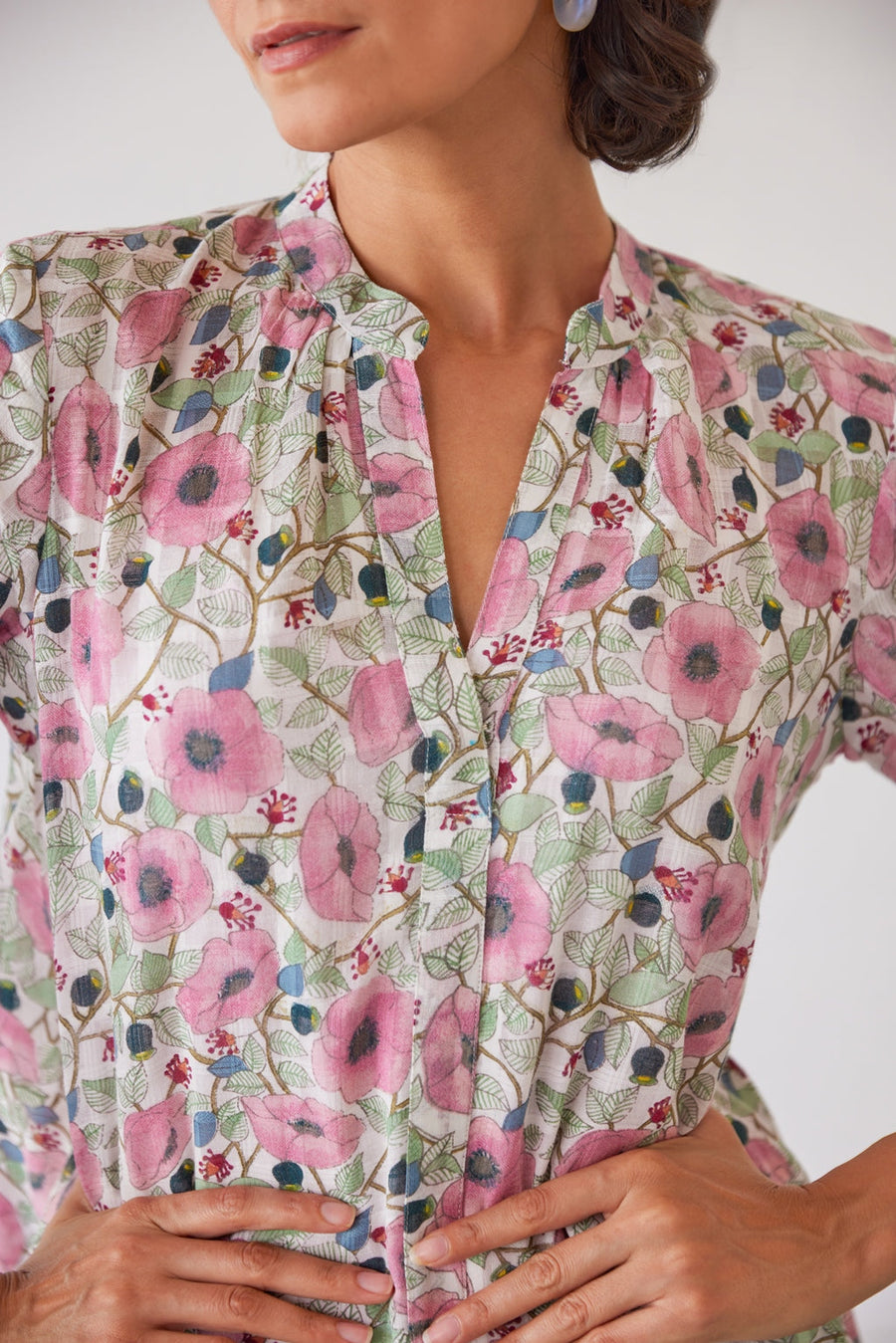 WOMEN'S PINK & WHITE COTTON BLOSSOM BREEZE DRESS