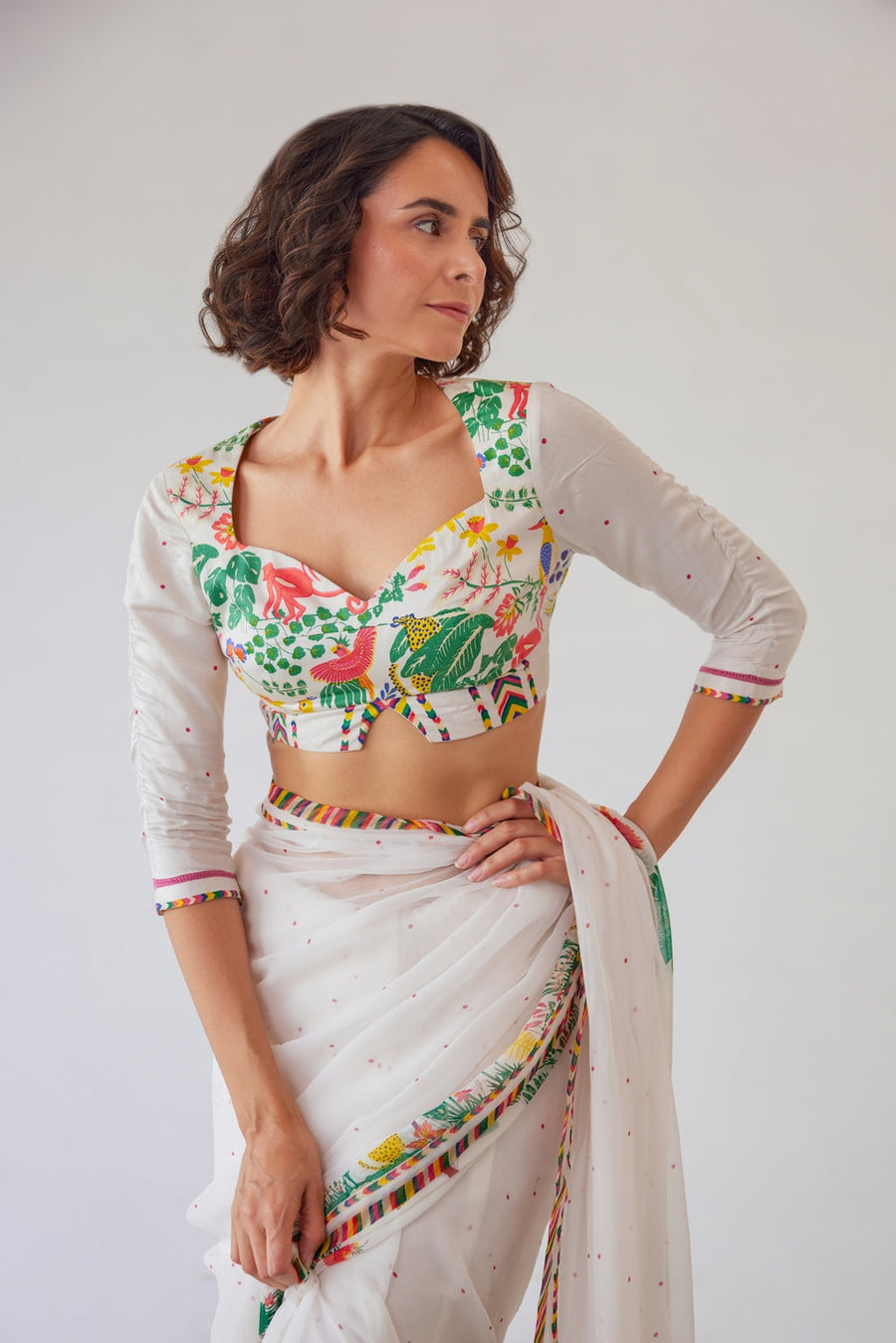 WOMEN'S WHITE MODAL SATIN AABHA BLOUSE