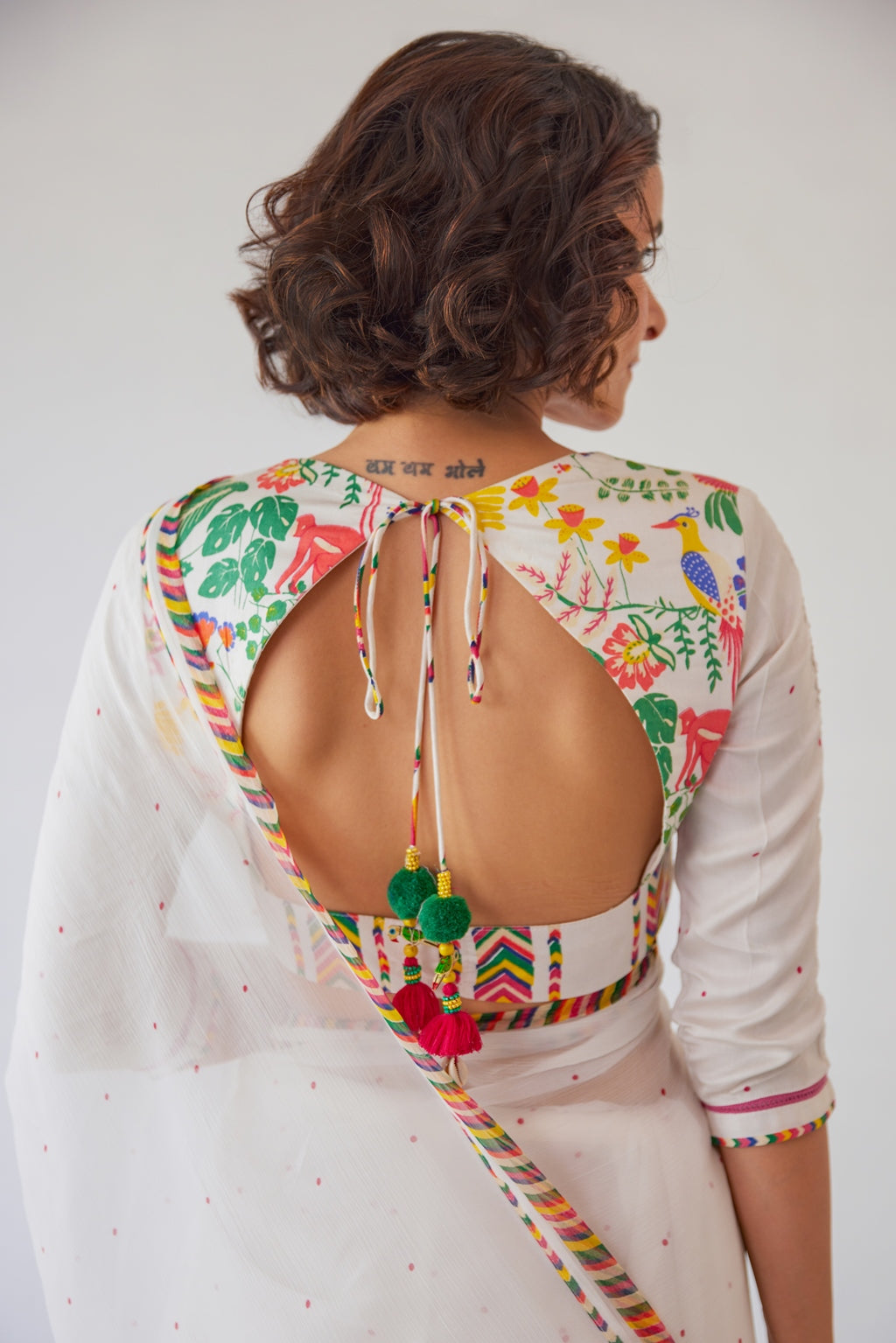 WOMEN'S WHITE MODAL SATIN AABHA BLOUSE