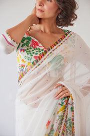 WOMEN'S WHITE MODAL SATIN AABHA BLOUSE