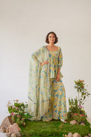 WOMEN'S YELLOW MOSS REGALIA GHARARA SET