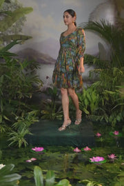 WOMEN'S MULTICOLOR MODAL SATIN AMBIKA SHORT DRESS