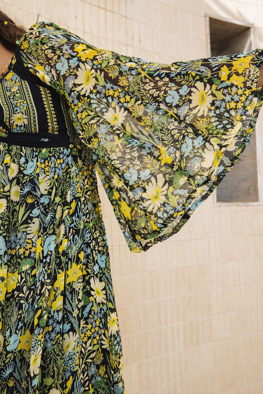 WOMEN'S BLACK - MULTI COLOR CHIFFON RAMONA DRESS