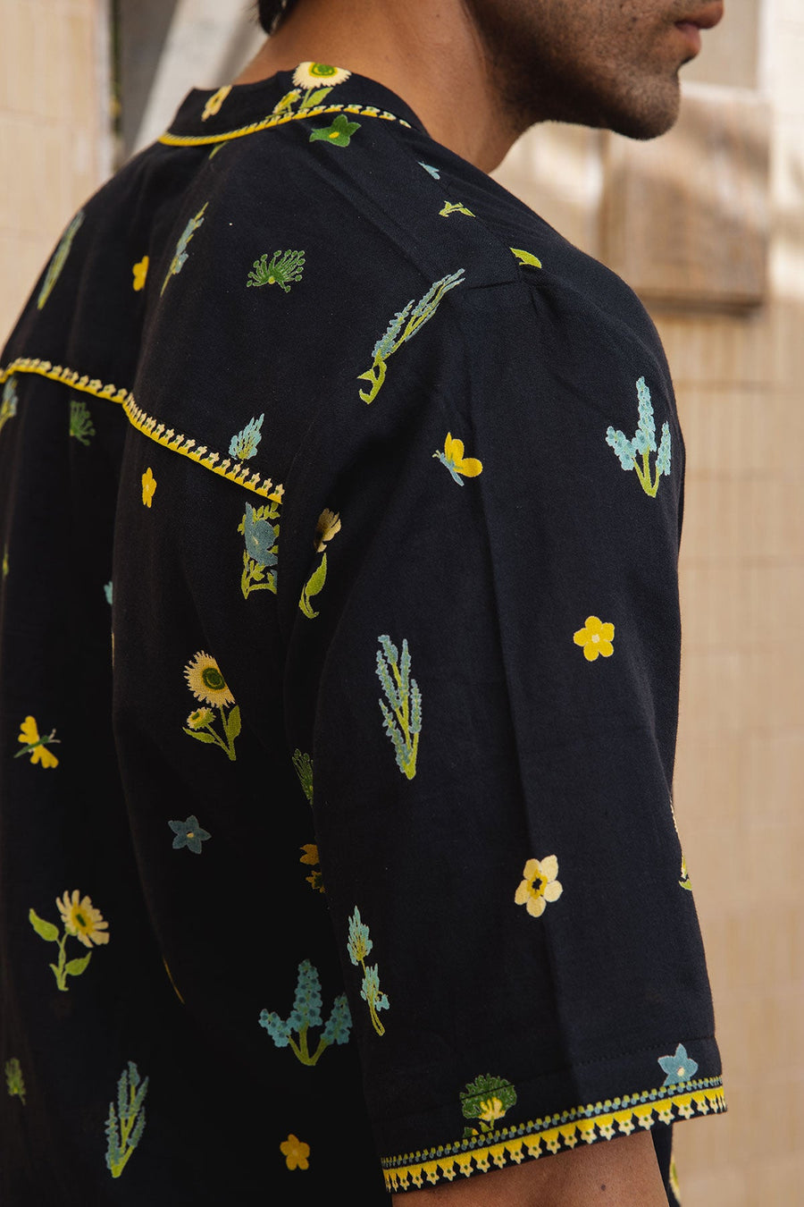 MENS WEAR BLACK COTTON MOSS PHOENIX CO-ORD SET