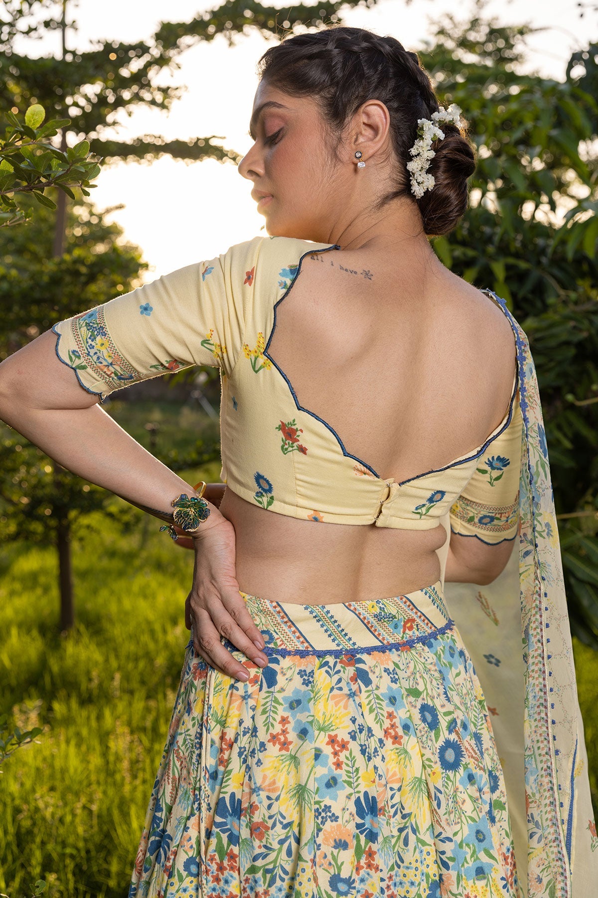 WOMEN'S PASTEL YELLOW - MULTI COLOR COTTON MOSS JOVIE BLOUSE