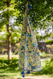 WOMEN'S PASTEL YELLOW - MULTI COLOR COTTON MOSS FERNA SCARF