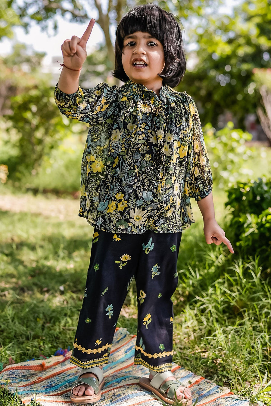 KID'S BLACK - MULTI COLOR CHIFFON ESME CO-ORD SET