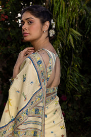 WOMEN'S PASTEL YELLOW - MULTI COLOR COTTON MOSS SERENITEE SAREE