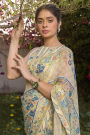 WOMEN'S PASTEL YELLOW - MULTI COLOR COTTON MOSS GARNET BLOUSE