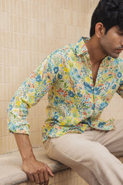 MEN'S PASTEL YELLOW - MULTICOLOR COTTON MOSS LIRIO SHIRT
