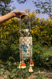 WOMEN'S PASTEL YELLOW COTTON MOSS, COTTON VOILE VENUS POTLI