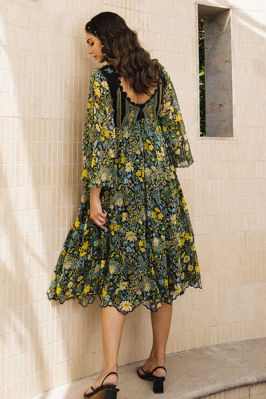 WOMEN'S BLACK - MULTI COLOR CHIFFON RAMONA DRESS