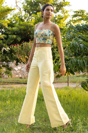 WOMEN'S PASTEL YELLOW COTTON LINEN DAIZI PANTS