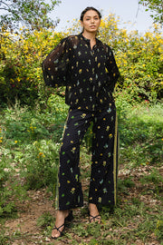 WOMEN'S BLACK - MULTICOLOR COTTON MOSS FELLA PANTS