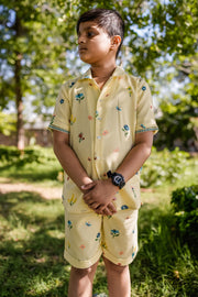 KID'S PASTEL YELLOW COTTON MOSS RUDY CO-ORD SET