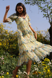 WOMEN'S PASTEL YELLOW - MULTI COLOR CHIFFON CHARMY DRESS