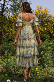 WOMEN'S PASTEL YELLOW - MULTI COLOR CHIFFON CHARMY DRESS