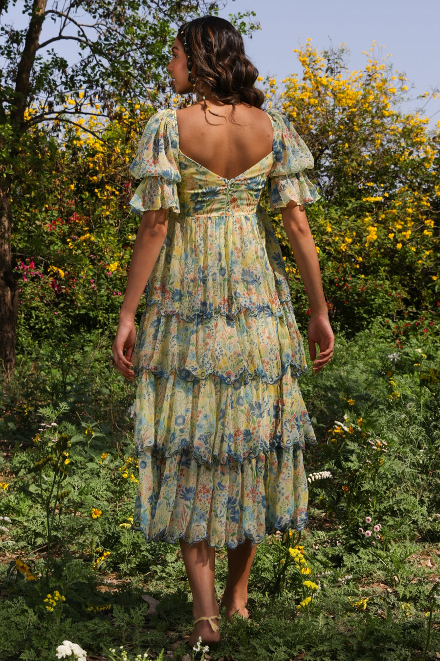 WOMEN'S PASTEL YELLOW - MULTI COLOR CHIFFON CHARMY DRESS