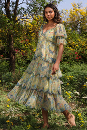 WOMEN'S PASTEL YELLOW - MULTI COLOR CHIFFON CHARMY DRESS