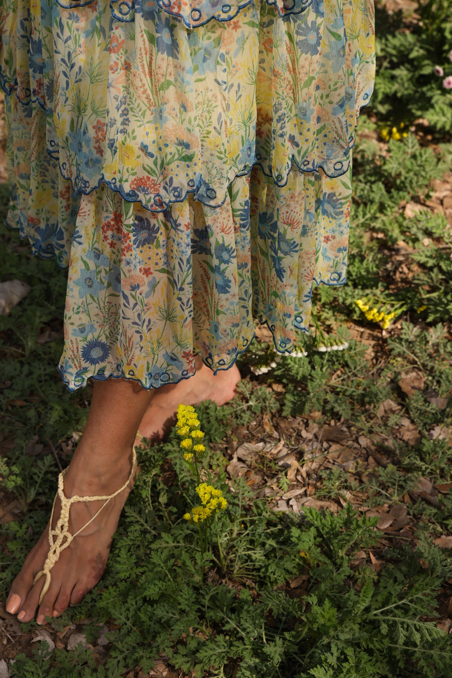 WOMEN'S PASTEL YELLOW - MULTI COLOR CHIFFON CHARMY DRESS