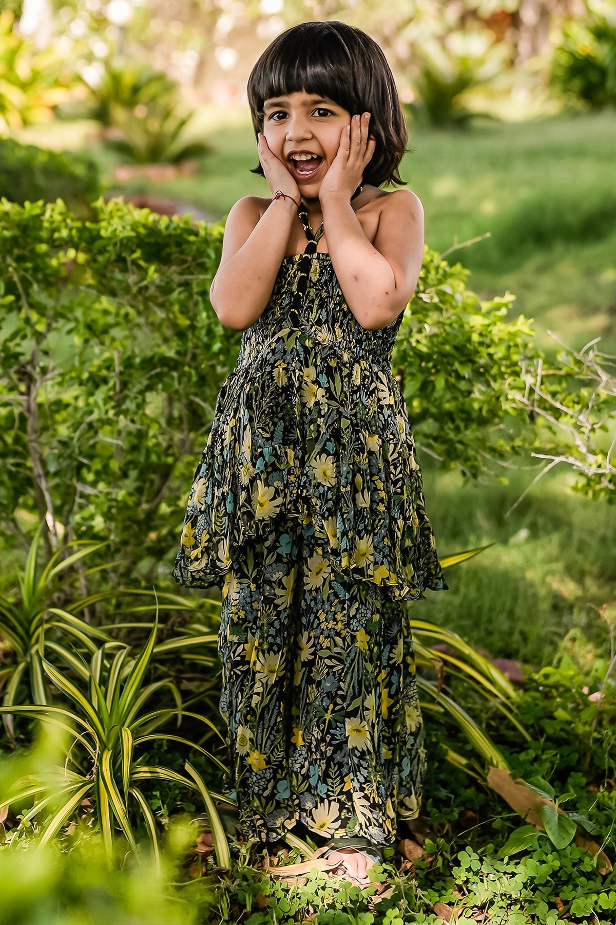 KID'S BLACK - MULTI COLOR CHIFFON LUMINA GHARARA SET