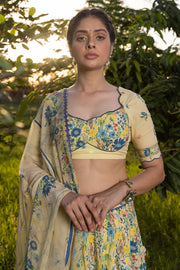 WOMEN'S PASTEL YELLOW - MULTI COLOR COTTON MOSS JOVIE BLOUSE