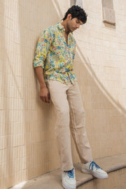 MEN'S PASTEL YELLOW - MULTICOLOR COTTON MOSS LIRIO SHIRT