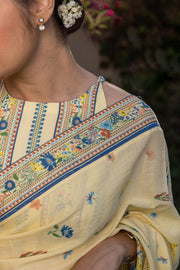 WOMEN'S PASTEL YELLOW - MULTI COLOR COTTON MOSS GARNET BLOUSE