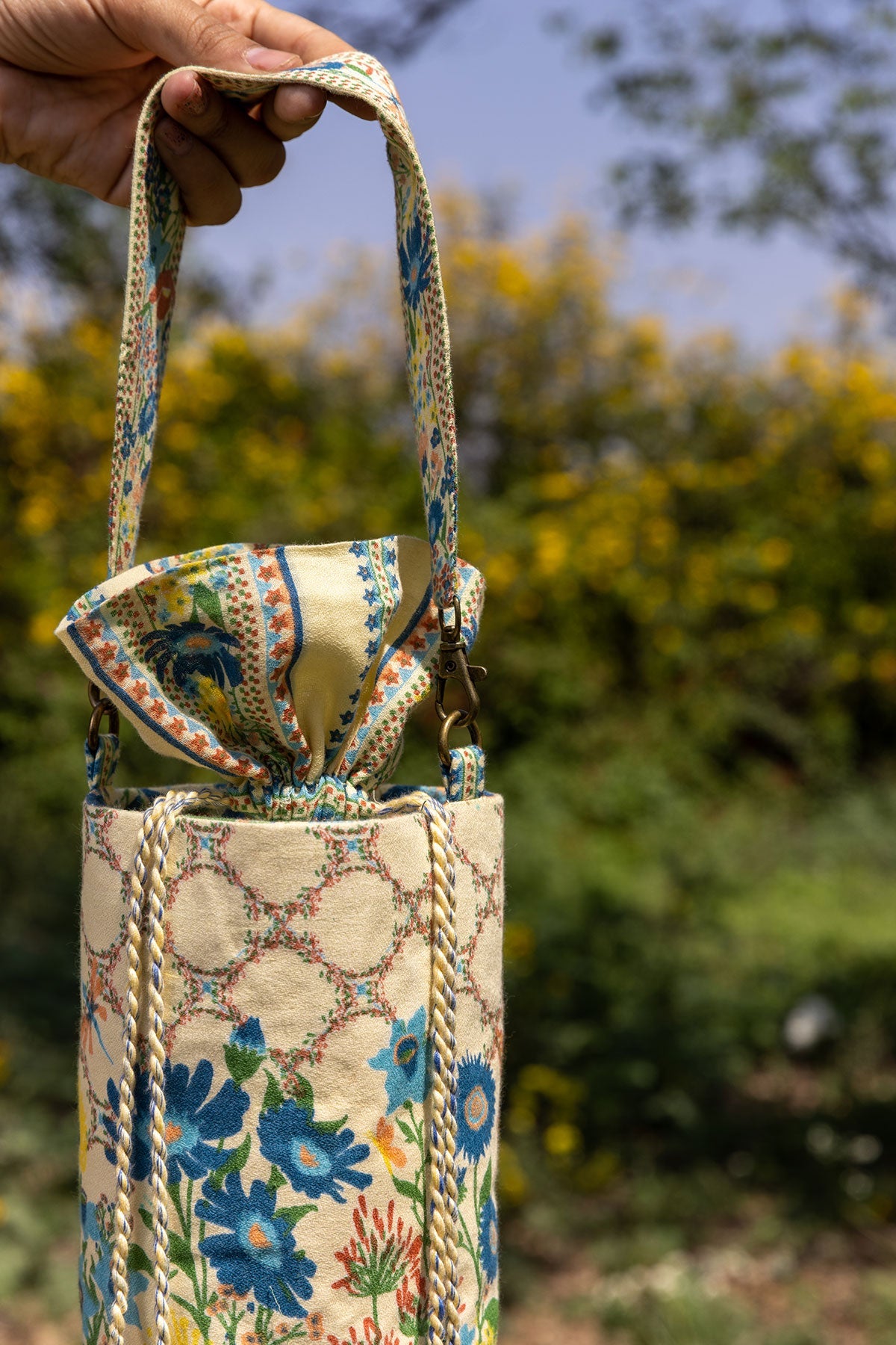 WOMEN'S PASTEL YELLOW COTTON MOSS, COTTON VOILE VENUS POTLI