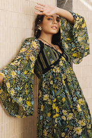 WOMEN'S BLACK - MULTI COLOR CHIFFON RAMONA DRESS