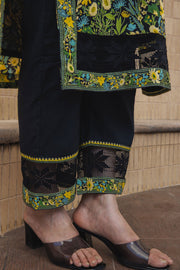 WOMEN'S BLACK - MULTI COLOR COTTON MOSS MIA STRAIGHT KURTA