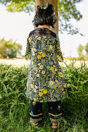 KID'S BLACK - MULTI COLOR COTTON MOSS PIXIE KURTA SET