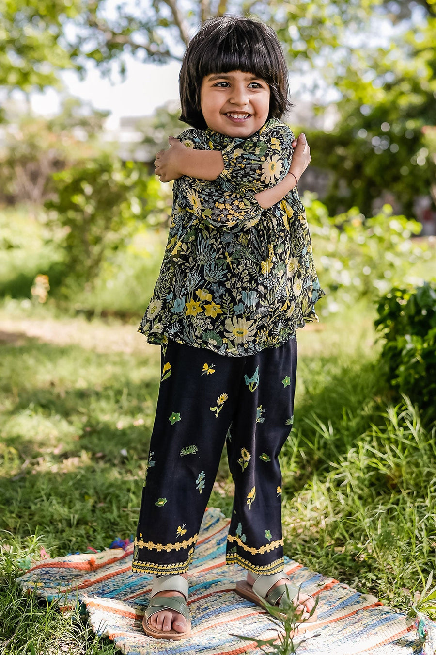 KID'S BLACK - MULTI COLOR CHIFFON ESME CO-ORD SET