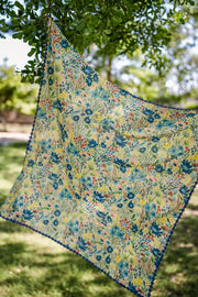 WOMEN'S PASTEL YELLOW - MULTI COLOR COTTON MOSS FERNA SCARF