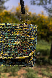 WOMEN'S BLACK - MULTICOLOR COTTON MOSS, COTTON VOILE HESTIA BAG