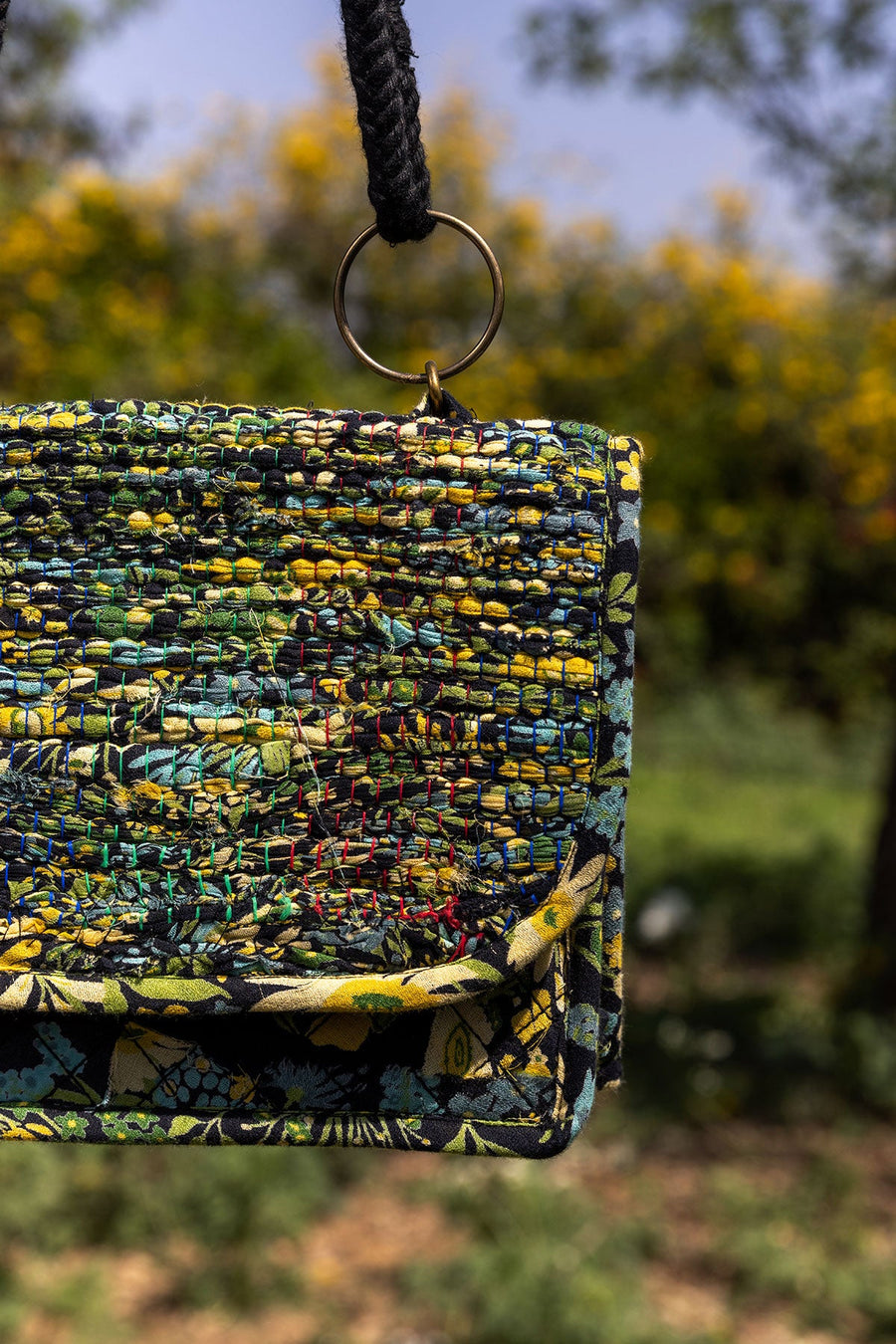 WOMEN'S BLACK - MULTICOLOR COTTON MOSS, COTTON VOILE HESTIA BAG