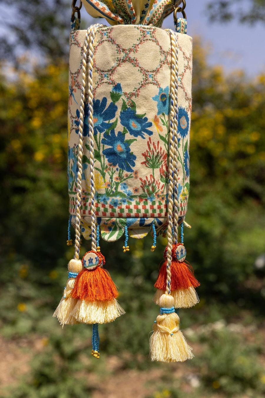 WOMEN'S PASTEL YELLOW COTTON MOSS, COTTON VOILE VENUS POTLI