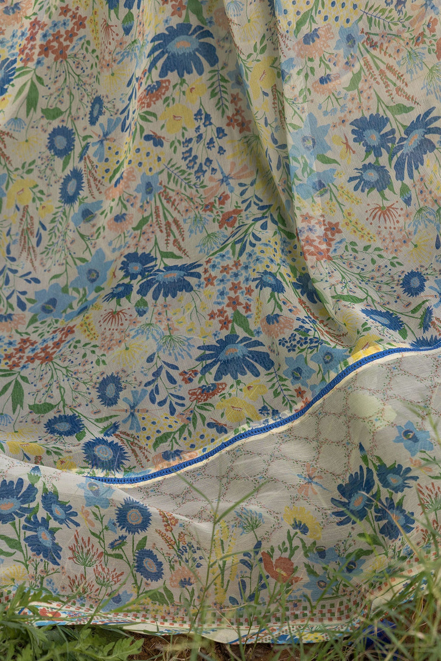 WOMEN'S PASTEL YELLOW - MULTI COLOR CHIFFON ELIANA SAREE