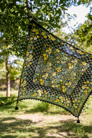 WOMEN'S BLACK - MULTICOLOR COTTON MOSS FREYA SCARF