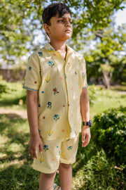 KID'S PASTEL YELLOW COTTON MOSS RUDY CO-ORD SET