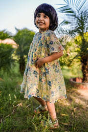 KID'S PASTEL YELLOW - MULTI COLOR CHIFFON LIANA DRESS
