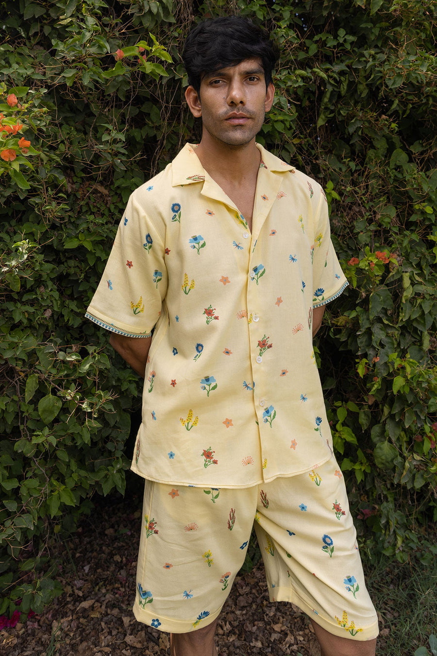 MEN'S PASTEL YELLOW COTTON MOSS ROWY CO-ORD SET