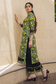 WOMEN'S BLACK - MULTI COLOR COTTON MOSS MIA STRAIGHT KURTA SET