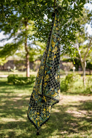 WOMEN'S BLACK - MULTICOLOR COTTON MOSS FREYA SCARF