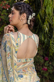 WOMEN'S PASTEL YELLOW - MULTI COLOR COTTON MOSS GARNET BLOUSE