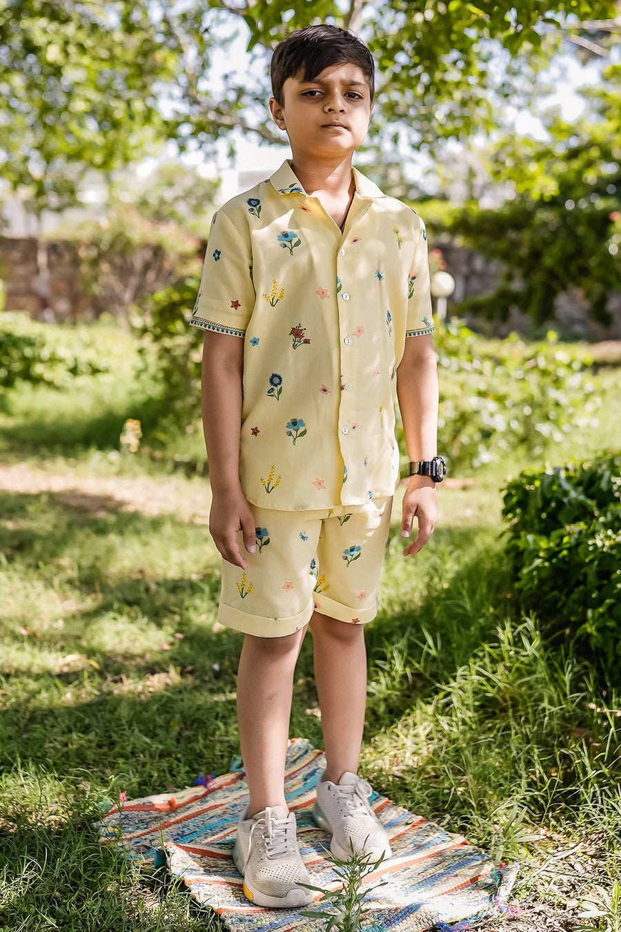 KID'S PASTEL YELLOW COTTON MOSS RUDY CO-ORD SET