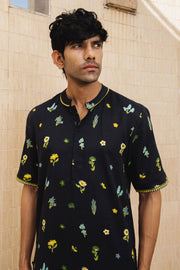 MENS WEAR BLACK COTTON MOSS PHOENIX CO-ORD SET