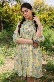 WOMEN'S PASTEL YELLOW - MULTI COLOR CHIFFON FIONNA SHORT DRESS