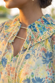 WOMEN'S PASTEL YELLOW - MULTICOLOR CHIFFON ELIVA TOP WITH SLIP